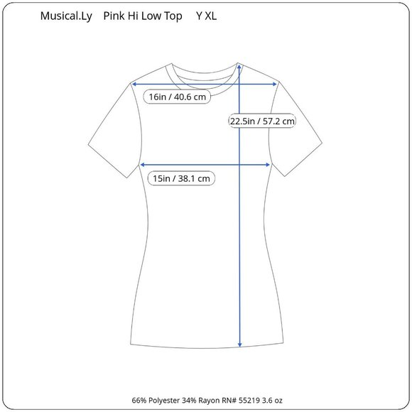 I Love Musical.ly Light Pink Hi Low Top Heart Girls Graphic Tee Youth Size XL - Picture 8 of 8